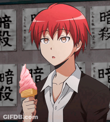 Boy With Red Hair Holding Ice Cream Cone GIF