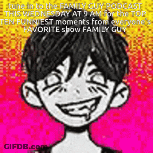 Boy With Smiley Face And Tune In To Family Guy Podcast GIF