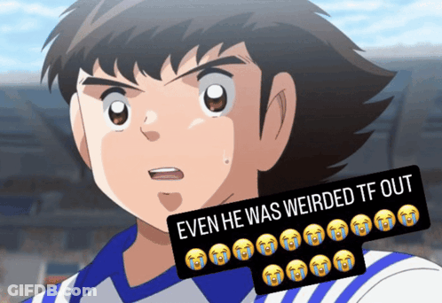 Boy With Sticker Saying Even He Was Weirded TF Out GIF
