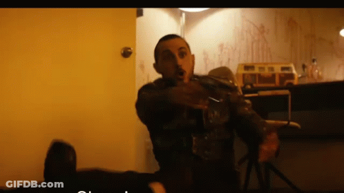 Boy With Sunglasses And Sword Saying One Hit GIF