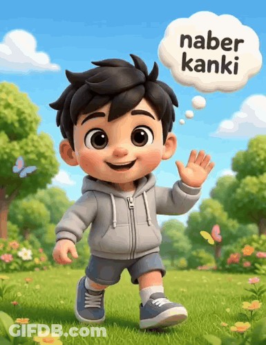Boy With Thought Bubble Saying Naber Kanki GIF