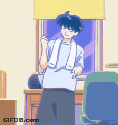 Boy With Towel Standing In Front Of Desk And Chair GIF
