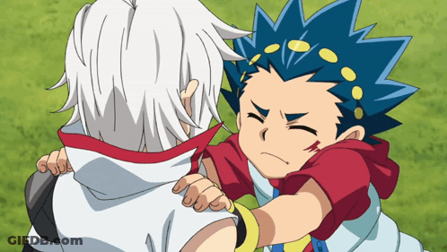 Boy With White And Blue Hair Standing Next To Another Boy GIF