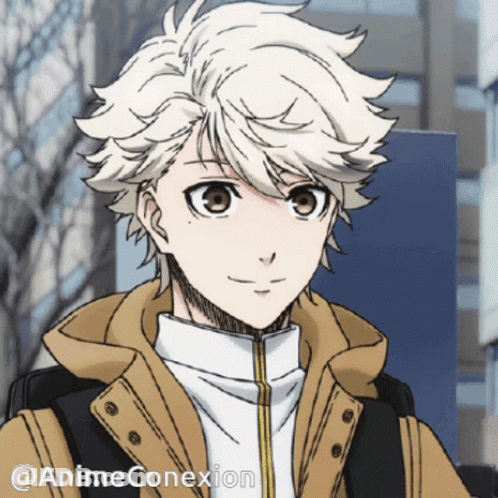 Boy With White Hair And Brown Jacket @Animeconexion GIF