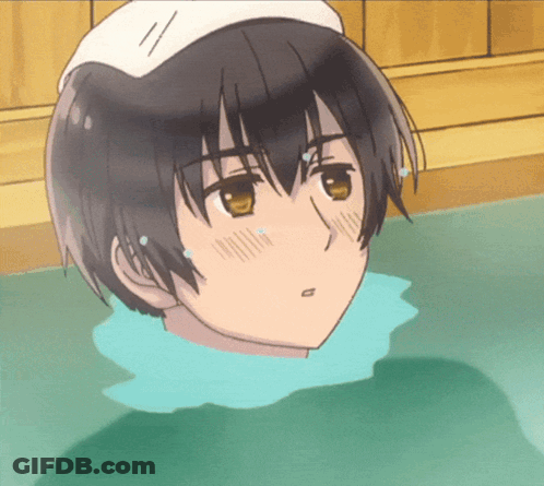 Boy With White Towel On Head Taking Bath GIF