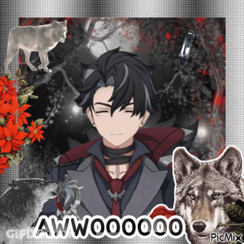 Boy With Wolf Saying Aww00000 GIF