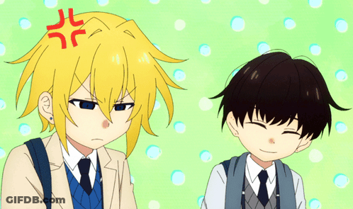 Boy With Yellow Hair And Red R On Forehead GIF