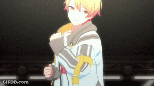 Boy With Yellow Hair In Jacket With Yellow Sleeve Stripes GIF