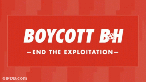 Boycott BH End The Exploitation On Red Background GIF