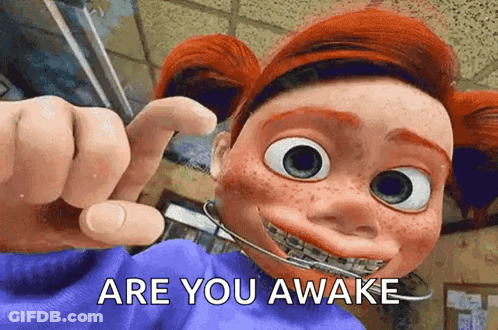 Braces Cartoon Character Asking Are You Awake GIF