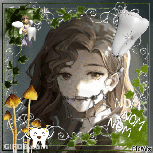 Braces Girl Mushrooms Tooth Nom Nom Nom GIF