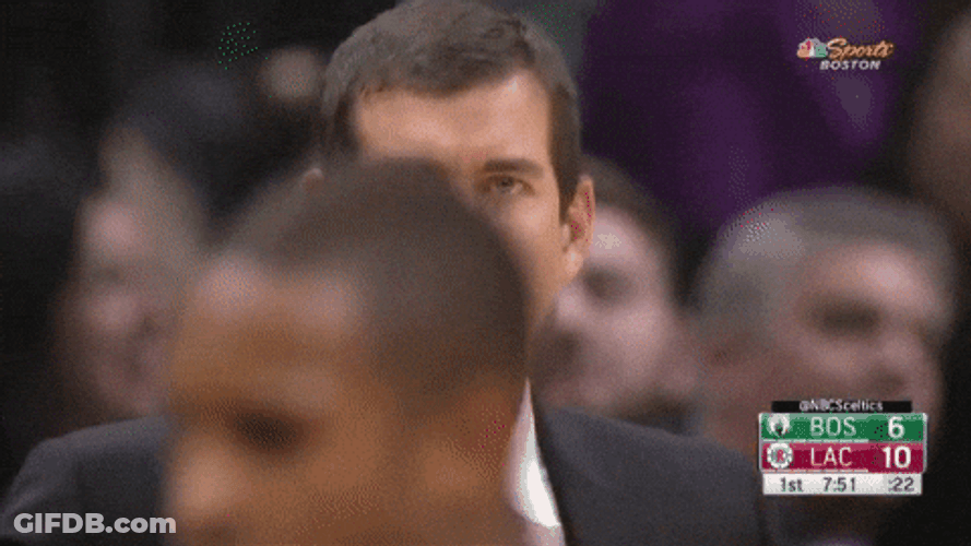 Brad Stevens Appearing Flustered Closeup GIF