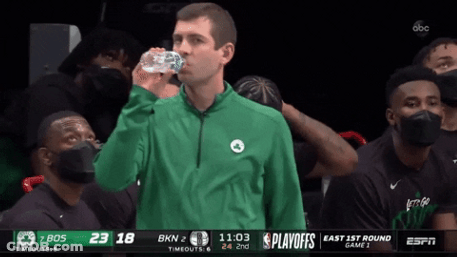 Brad Stevens Drinking Water From Bottle GIF