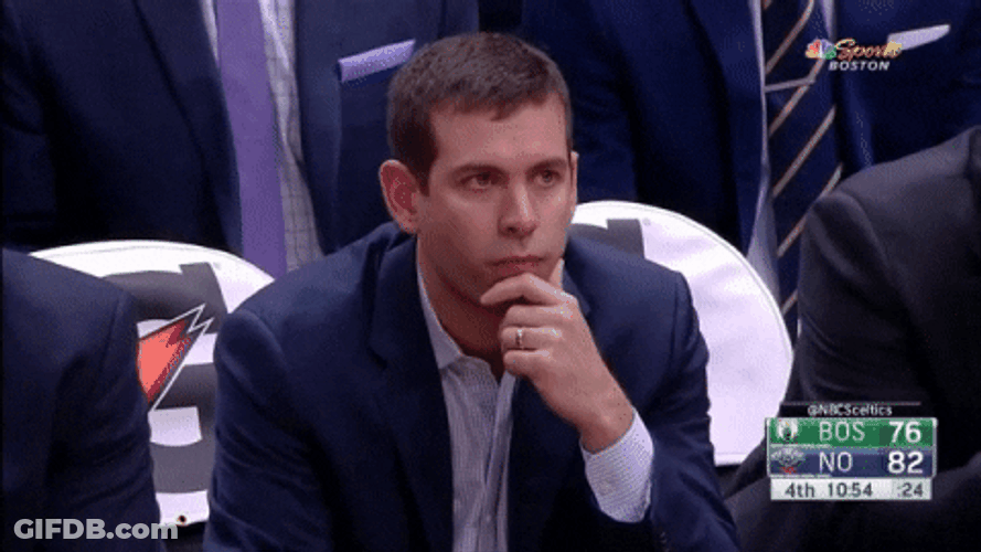 Brad Stevens Resting Chin On Fist GIF