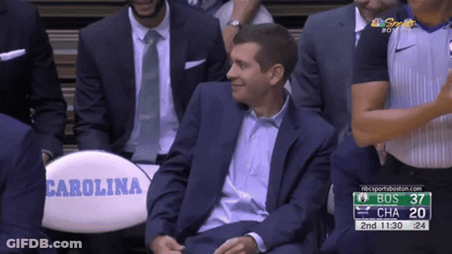 Brad Stevens Smiling While Sitting GIF