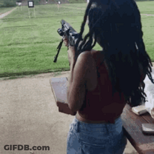 Braided Hair Girl Shooting Practice GIF