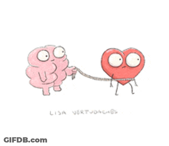 Brain And Heart Walking Romance GIF