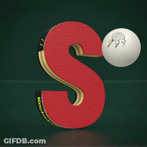 Brain Drawing On Ping Pong Ball Hit By Red T GIF