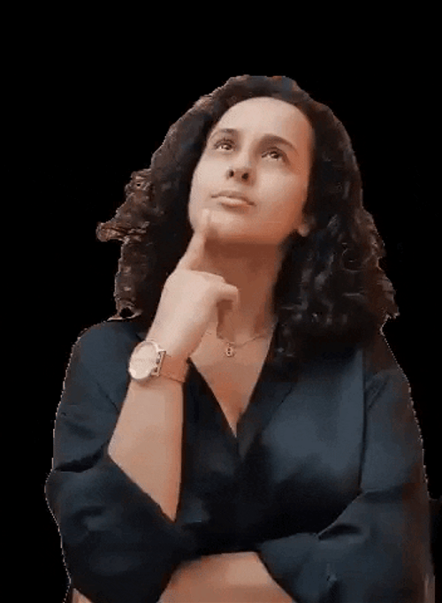 Brainstorming Woman Tapping Chin GIF