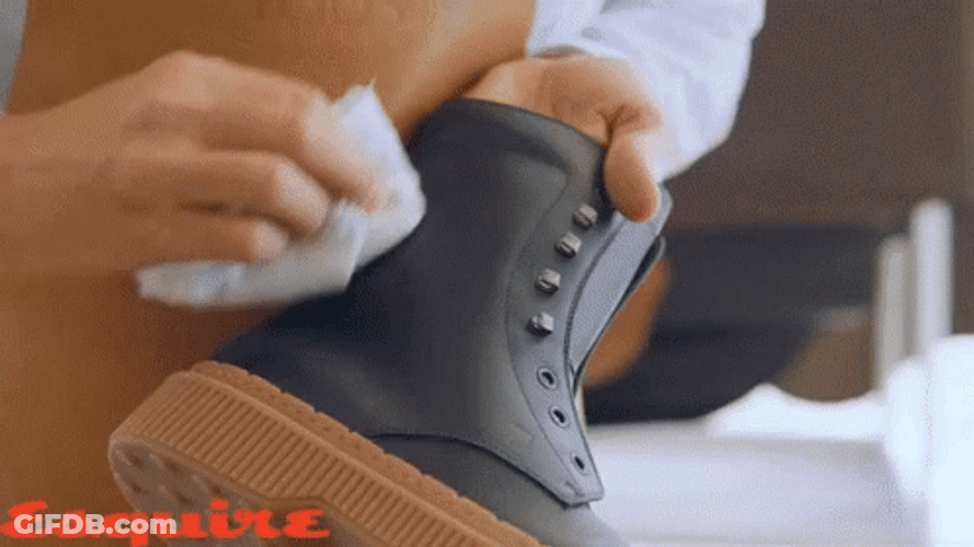Branded Black Leather Boots GIF