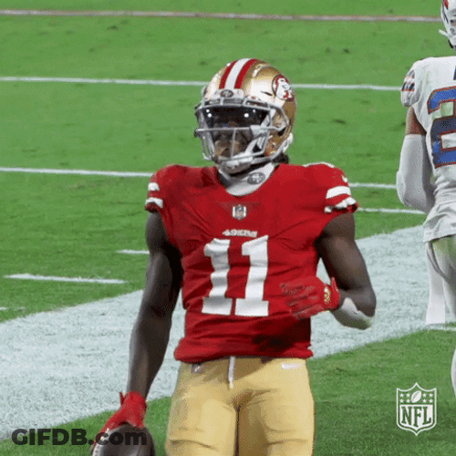 Brandon Aiyuk Points At Someone GIF