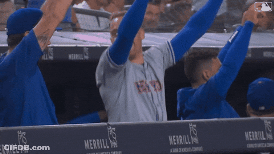 Brandon Nimmo Hands Up Cheering GIF