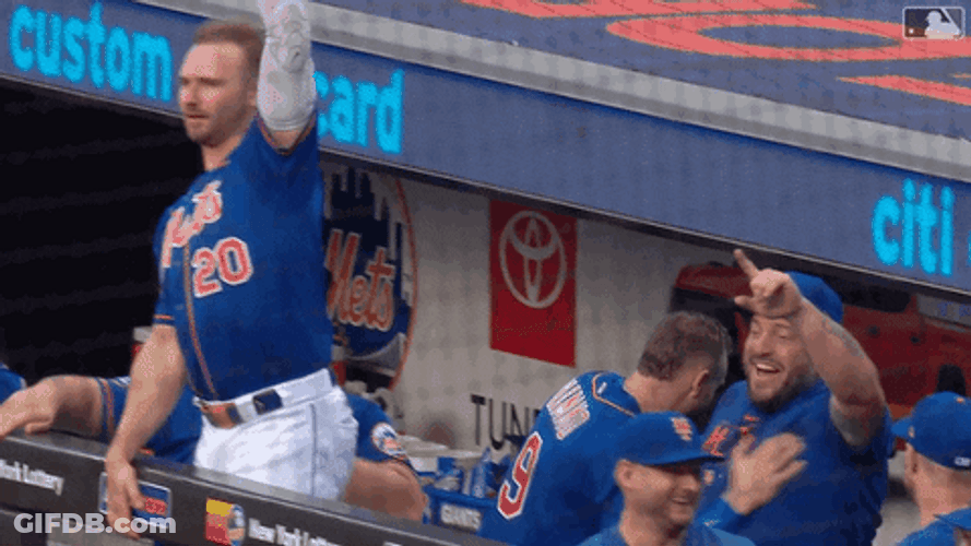 Brandon Nimmo Winning Hug GIF