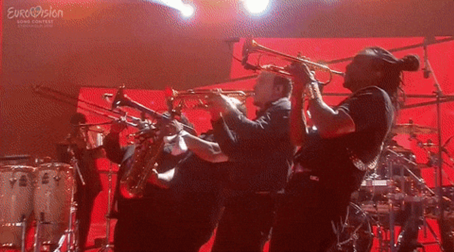 Brass Band Playing Bugle In Concert GIF
