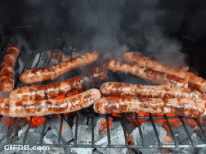 Bratwurst Sausage Bbq Smoking Hot GIF