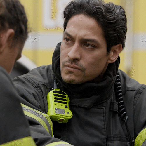 Brave Firefighter Staring GIF