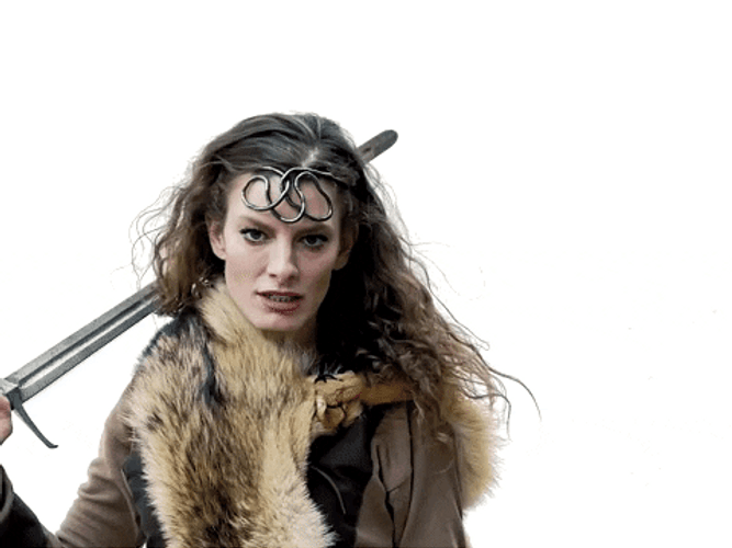 Brave Woman Holding A Sword GIF