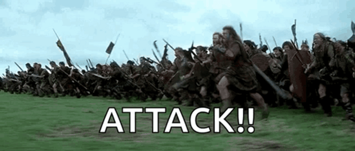 Braveheart Freedom Mel Gibson Leading Attack GIF