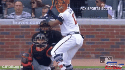 Braves Baseball Player In Mask With Face GIF