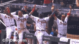 Braves Baseball Players Celebrate Win GIF