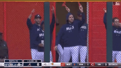 Braves Baseball Players In Dugout GIF