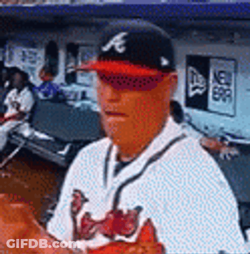 Braves Man With Cup Dancing GIF