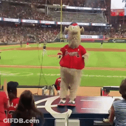 Braves Mascot Standing On Box GIF