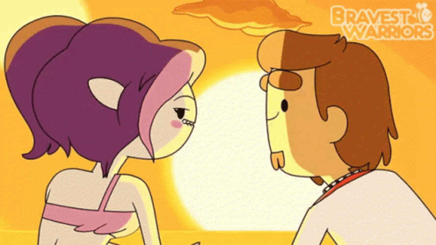 Bravest Warriors Sunset Kissing Cartoon Love GIF