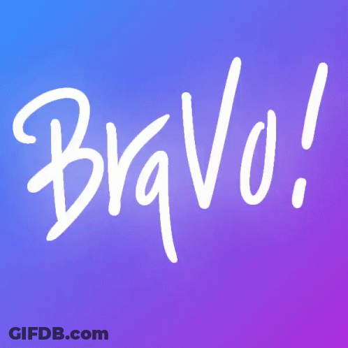 Bravo In White On Purple Background GIF