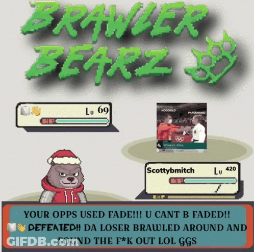Brawler Bearz Bear Wearing Santa Hat GIF