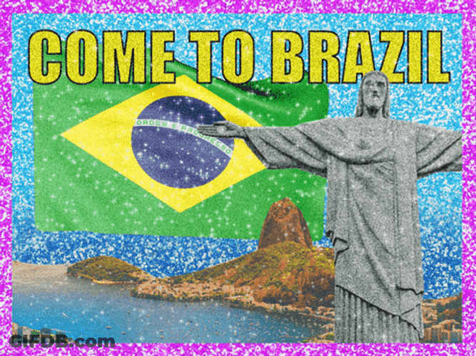 Brazil Flag And Famous Destinations GIF