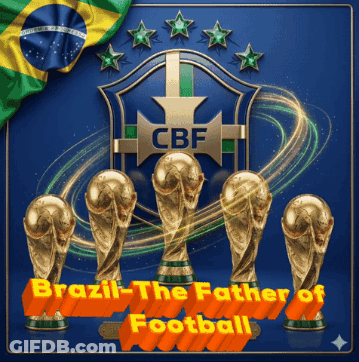 Brazil The Father Of Football Poster With Flag GIF
