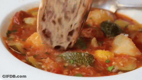 Bread Dipping Into Soup GIF