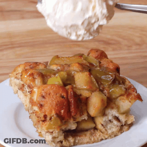 Bread Pudding With Whipped Cream GIF