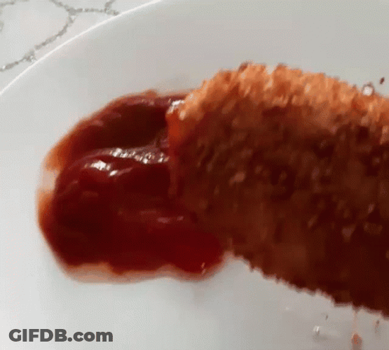 Bread Roll On Ketchup GIF