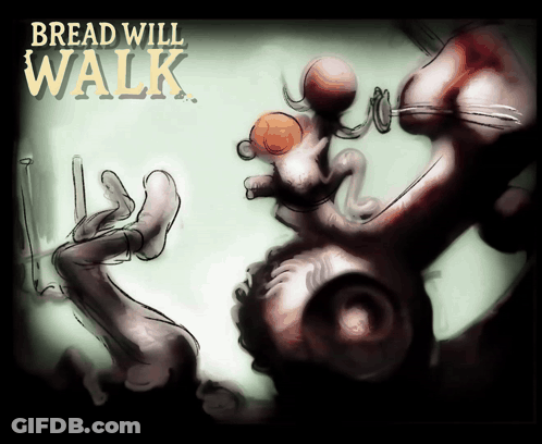 Bread Will Walk Poster Cartoon Holding Ball GIF