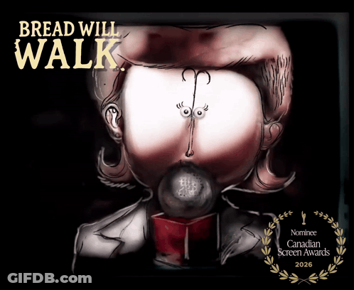 Bread Will Walk Poster Man With Bubble In Mouth GIF