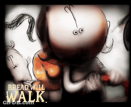 Bread Will Walk Poster With Cartoon Character GIF