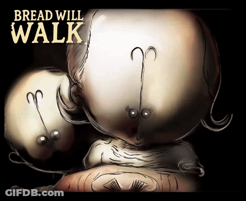 Bread Will Walk Poster With Cartoon Character GIF