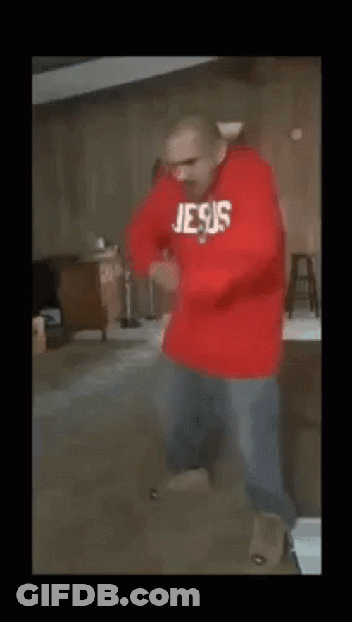 Break Dancing Jesus Red Hoodie GIF